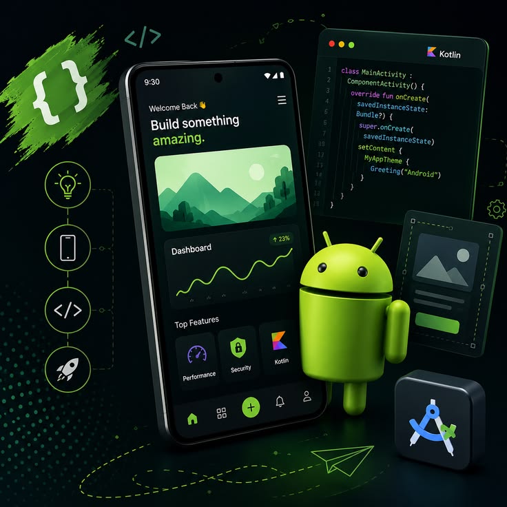 Android app development: phone app, Kotlin code and Android Studio