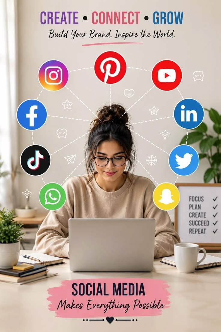 Create, connect, grow: social media platforms around a marketer at work
